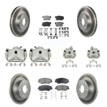 Front Rear Disc Brake Caliper Coat Rotor & Semi-Metallic Pad Kit (10Pc) For Honda Accord KCG-100827P