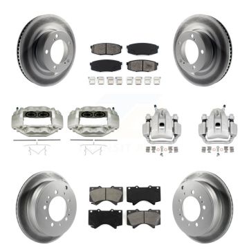 Front Rear Disc Brake Caliper Coat Rotors Semi-Metallic Pad Kit (10Pc) For Toyota Tundra KCG-100827S