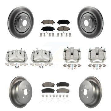 Front Rear Disc Brake Caliper Coat Rotors & Ceramic Pad Kit (10Pc) For Toyota Highlander KCG-100828C
