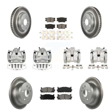 Front Rear Brake Caliper Coat Rotors Semi-Metallic Pad Kit (10Pc) For Toyota Camry Lexus KCG-100828S