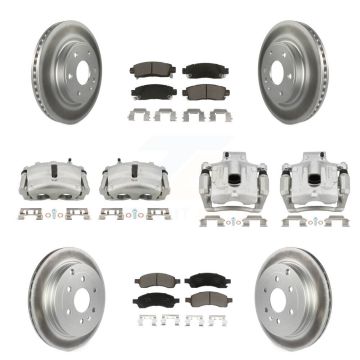 Front Rear Brake Caliper Coat Rotors Ceramic Pad Kit (10Pc) For GMC Acadia Buick Enclave KCG-100829C