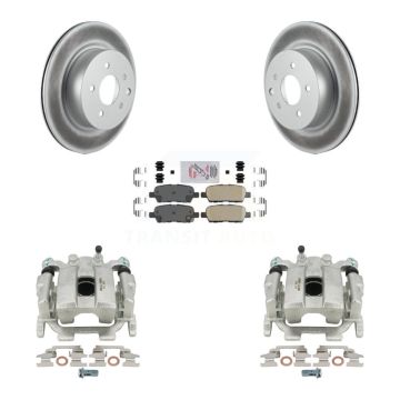 Rear Brake Caliper Coat Rotor Ceramic Pad Kit For INFINITI G37 QX50 Nissan 370Z EX37 G25 KCG-100830N