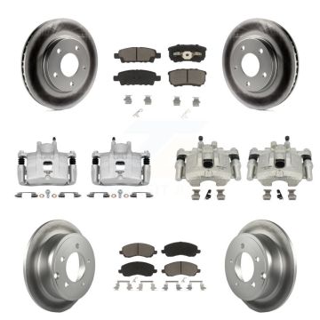 Front Rear Disc Brake Caliper Coat Rotors & Ceramic Pad Kit (10Pc) For Mitsubishi Lancer KCG-100831C