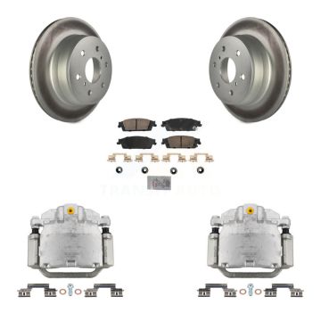 Rear Brake Caliper Coat Rotor Ceramic Pad Kit For GMC Chevrolet Sierra 1500 Silverado XL KCG-100831N