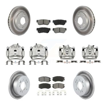 Front Rear Brake Caliper Coat Rotor And Semi-Metallic Pad Kit (10Pc) For Hyundai Elantra KCG-100831S