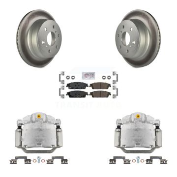 Rear Brake Caliper Coat Rotors Semi-Metallic Pad Kit For GMC Chevrolet Sierra 1500 Tahoe KCG-100832N
