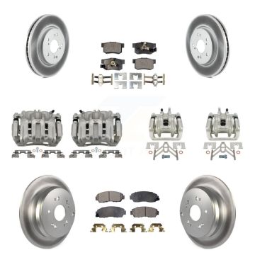 Front Rear Disc Brake Caliper Coat Rotor Ceramic Pad Kit (10Pc) For Honda CR-V Acura RDX KCG-100833T