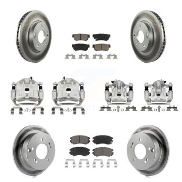 Front Rear Brake Caliper Coat Rotor Ceramic Pad Kit (10Pc) For Hyundai Sonata Kia Optima KCG-100834C