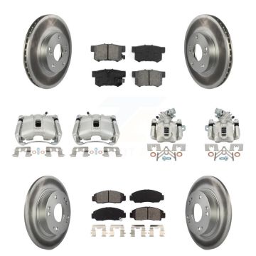 Front Rear Disc Brake Caliper Coat Rotors And Semi-Metallic Pad Kit (10Pc) For Acura CSX KCG-100834S