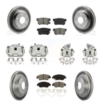 Front Rear Disc Brake Caliper Coat Rotor Semi-Metallic Pad Kit (10Pc) For Acura ILX 1.5L KCG-100835S