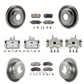 Front Rear Disc Brake Caliper Coat Rotors & Ceramic Pad Kit (10Pc) For Mitsubishi Lancer KCG-100835T