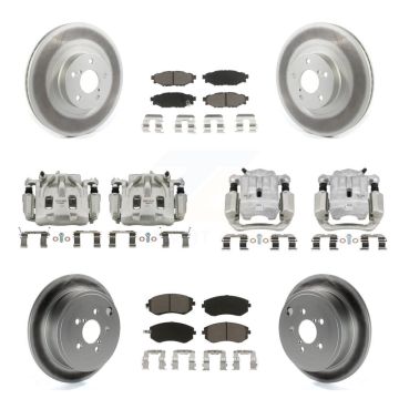 Front Rear Disc Brake Caliper Coated Rotors And Ceramic Pad Kit (10Pc) For Subaru Legacy KCG-100837C