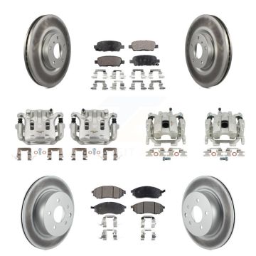 Front Rear Brake Caliper Coat Rotor & Semi-Metallic Pad Kit (10Pc) For INFINITI G37 QX50 KCG-100838P