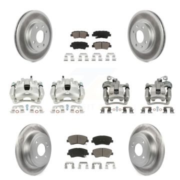 Front Rear Brake Caliper Coat Rotors Ceramic Pad Kit (10Pc) For 2012-2016 Hyundai Accent KCG-100840C