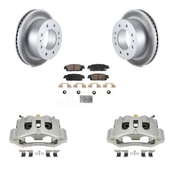 Rear Brake Caliper Coat Rotor & Ceramic Pad Kit For Chevrolet Suburban With 8 Lug Wheels KCG-100840N