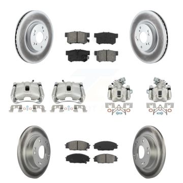 Front Rear Brake Caliper Coat Rotors & Semi-Metallic Pad Kit (10Pc) For Acura CSX Type-S KCG-100841S