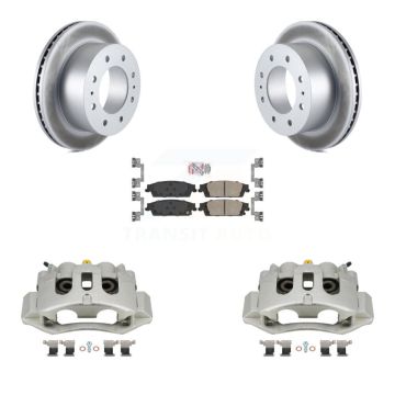 Rear Brake Caliper Coat Rotor & Ceramic Pad Kit For Chevrolet Suburban With 8 Lug Wheels KCG-100842N