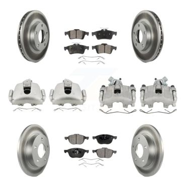 Front Rear Disc Brake Caliper Coat Rotors Semi-Metallic Pad Kit (10Pc) For Mazda 3 Sport KCG-100842P