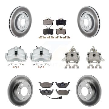 Front Rear Brake Caliper Coat Rotors Ceramic Pad Kit (10Pc) For 06 Volkswagen Jetta 2.0L KCG-100842T