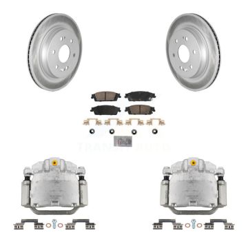 Rear Brake Caliper Coat Rotor Ceramic Pad Kit For Chevrolet Silverado 1500 LD GMC Sierra KCG-100843N