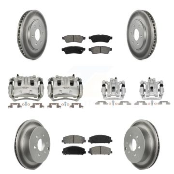 Front Rear Disc Brake Caliper Coat Rotor Semi-Metallic Pad Kit (10Pc) For Suzuki Equator KCG-100843S