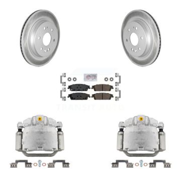 Rear Brake Caliper Coat Rotors Semi-Metallic Pad Kit For Chevrolet Silverado 1500 LD GMC KCG-100844N