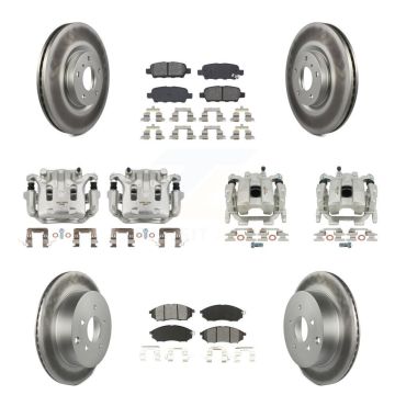 Front Rear Brake Caliper Coat Rotors Semi-Metallic Pad Kit (10Pc) For Nissan Murano QX70 KCG-100844S