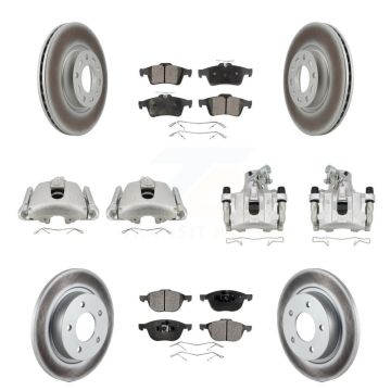 Front Rear Disc Brake Caliper Coat Rotors Semi-Metallic Pad Kit (10Pc) For Mazda 3 Sport KCG-100846P