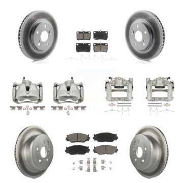 Front Rear Brake Caliper Coat Rotor & Ceramic Pad Kit (10Pc) For 2010-2013 Lexus IS250 C KCG-100847C