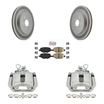 Rear Brake Caliper Coat Rotor Ceramic Pad Kit For Ford Explorer Flex Taurus Police Sedan KCG-100847N