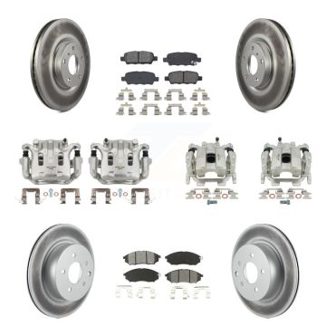 Front Rear Brake Caliper Coat Rotor & Semi-Metallic Pad Kit (10Pc) For INFINITI G37 QX50 KCG-100847S