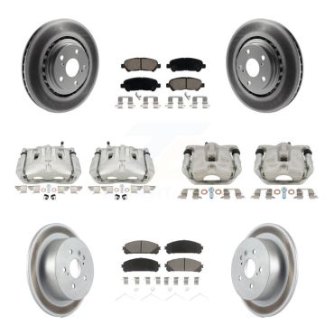 Front Rear Disc Brake Caliper Coat Rotors & Ceramic Pad Kit (10Pc) For Toyota Highlander KCG-100848C