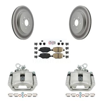 Rear Brake Caliper Coat Rotor Semi-Metallic Pad Kit For Ford Explorer Flex Taurus Police KCG-100848N
