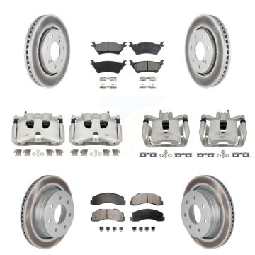 Front Rear Disc Brake Caliper Coat Rotor And Semi-Metallic Pad Kit (10Pc) For Ford F-150 KCG-100848P