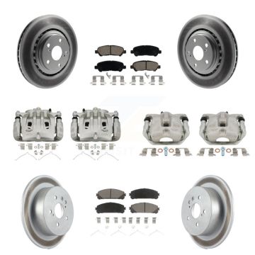 Front Rear Disc Brake Caliper Coat Rotors & Ceramic Pad Kit (10Pc) For Toyota Highlander KCG-100849C