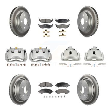 Front Rear Brake Caliper Coat Rotors & Semi-Metallic Pad Kit (10Pc) For Ram 1500 Classic KCG-100849P