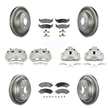 Front Rear Disc Brake Caliper Coat Rotor Semi-Metallic Pad Kit (10Pc) For Dodge Ram 1500 KCG-100851P