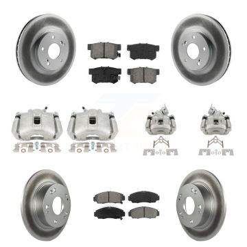 Front Rear Brake Caliper Coat Rotors Semi-Metallic Pad Kit (10Pc) For Honda Accord Acura KCG-100851S