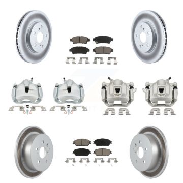 Front Rear Brake Caliper Coat Rotor & Ceramic Pad Kit (10Pc) For 2004-2010 Toyota Sienna KCG-100852C