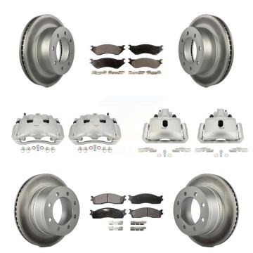 Front Rear Disc Brake Caliper Coat Rotor Semi-Metallic Pad Kit (10Pc) For Dodge Ram 1500 KCG-100852P