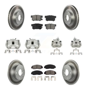 Front Rear Disc Brake Caliper Coat Rotor & Semi-Metallic Pad Kit (10Pc) For Honda Accord KCG-100852S
