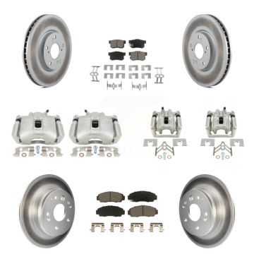 Front Rear Disc Brake Caliper Coated Rotors And Ceramic Pads Kit (10Pc) For Acura TL KCG-100853C