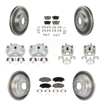Front Rear Brake Caliper Coat Rotor & Ceramic Pad Kit (10Pc) For 2003-2011 Honda Element KCG-100854C