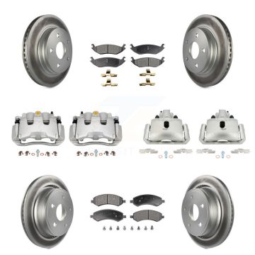 Front Rear Disc Brake Caliper Coat Rotor Semi-Metallic Pad Kit (10Pc) For Chrysler Aspen KCG-100854P