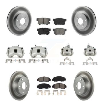 Front Rear Disc Brake Caliper Coat Rotor & Semi-Metallic Pad Kit (10Pc) For Honda Accord KCG-100854S