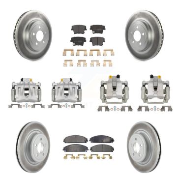 Front Rear Brake Caliper Coat Rotors Semi-Metallic Pad Kit (10Pc) For Dodge Charger 3.6L KCG-100855P