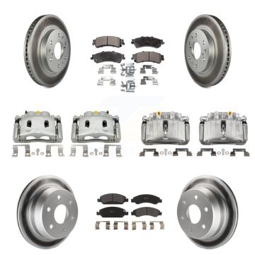 Front Rear Disc Brake Caliper Coated Rotors And Semi-Metallic Pads Kit (10Pc) For KCG-100856P