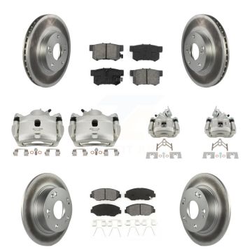 Front Rear Disc Brake Caliper Coat Rotor & Semi-Metallic Pad Kit (10Pc) For Honda Accord KCG-100856S