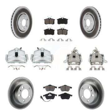 Front Rear Brake Caliper Coat Rotors Ceramic Pad Kit (10Pc) For 06 Volkswagen Jetta 2.0L KCG-100857C