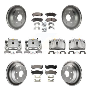 Front Rear Brake Caliper Coat Rotor Semi-Metallic Pad Kit (10Pc) For Chevrolet Silverado KCG-100857P